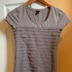 Ann Taylor Layered Ruffle Heathered Brown Shirt S